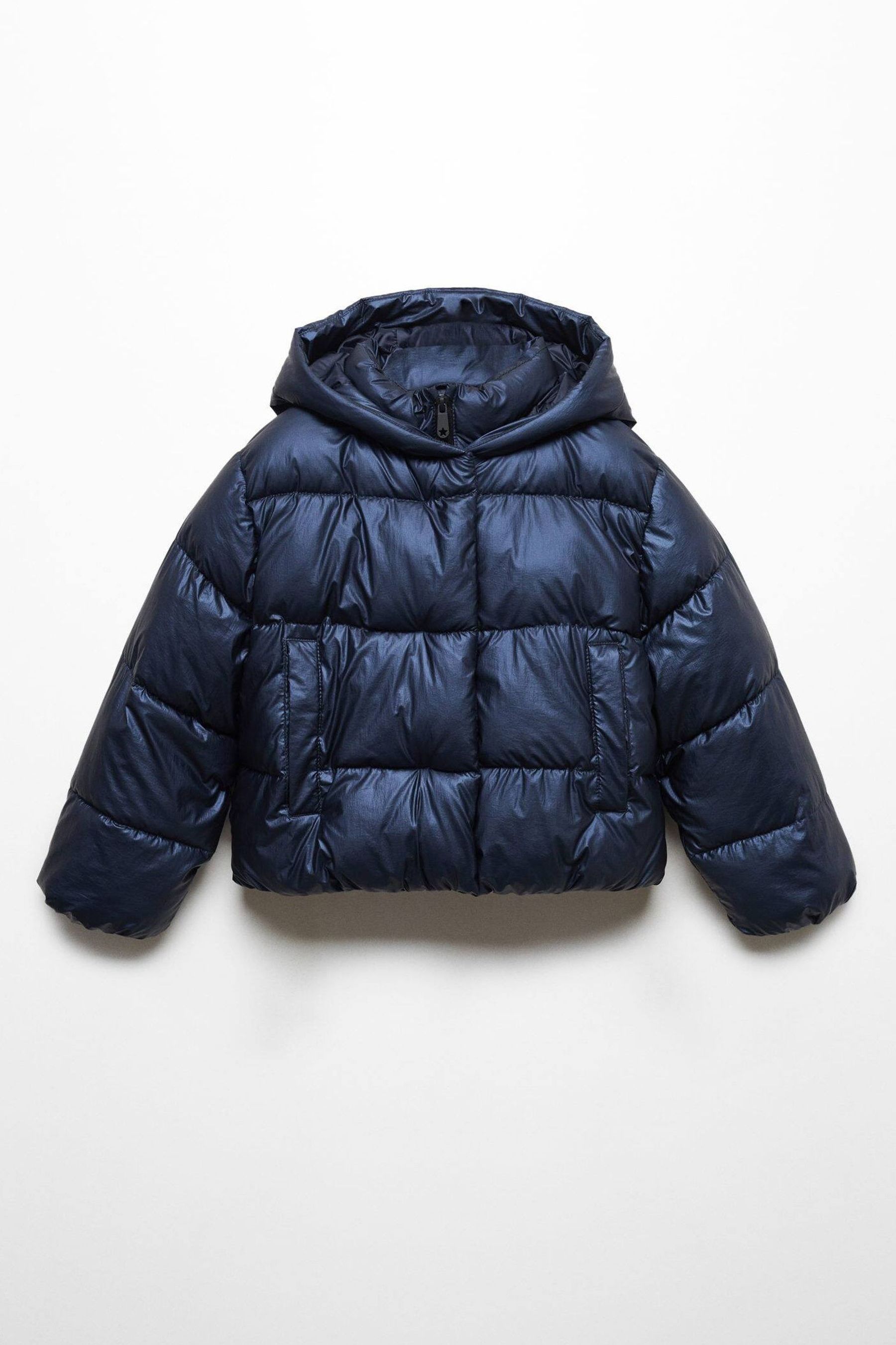 Buy Mango Blue Hood Quilted Puffer Coat from the Next UK online shop