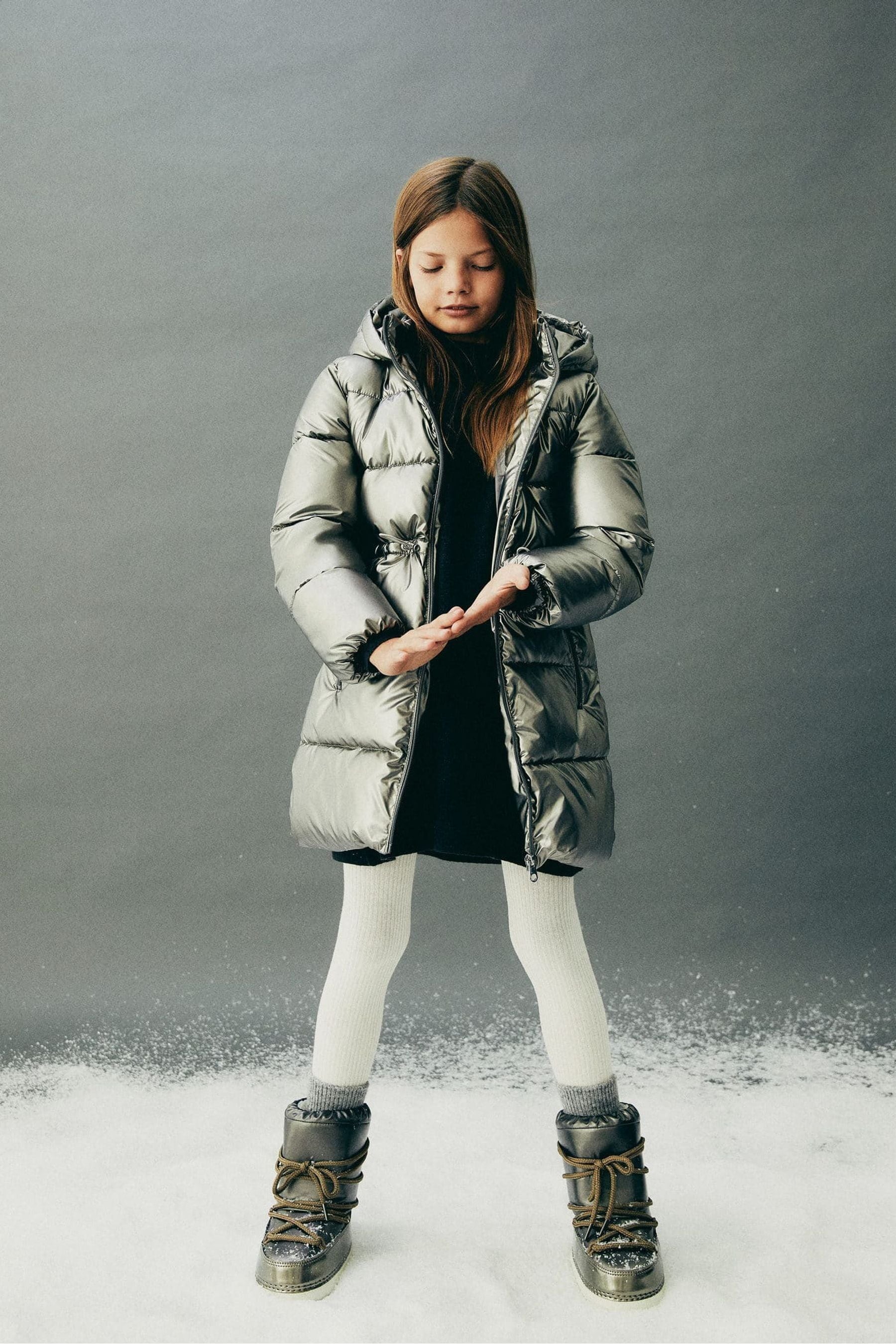 Metallic coat girls hot sale