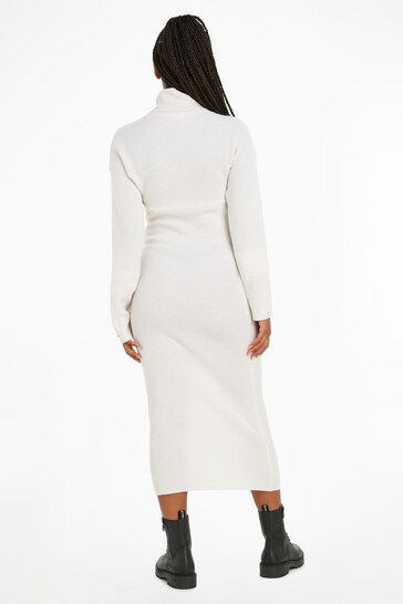 Calvin Klein White Recycled Wool Dress