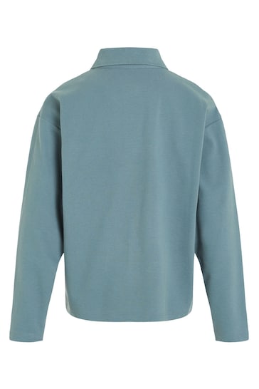 Calvin Klein Jeans Blue Pique Long Sleeve Polo Shirt
