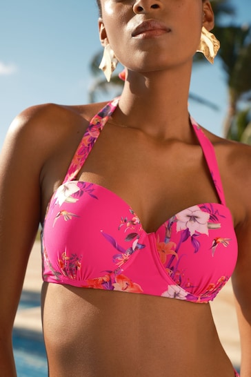 V&A | Love & Roses Pink Tropical Moulded Cup Bikini Top