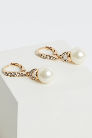 Lauren Ralph Lauren Gold & Crystal Pearl Drop Earrings
