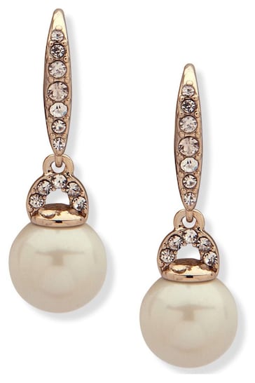 Lauren Ralph Lauren Gold & Crystal Pearl Drop Earrings