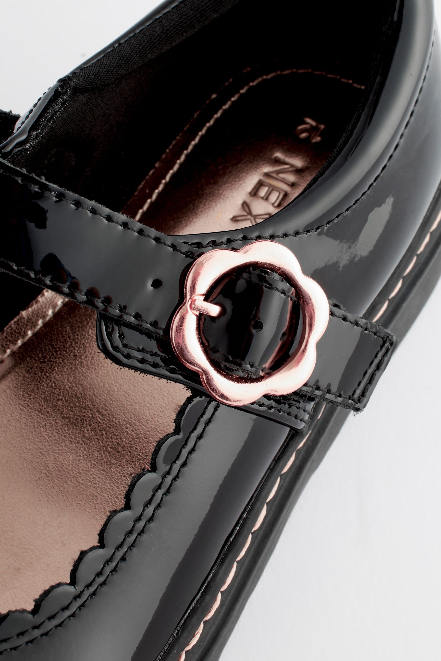 Buy Black Patent Leather Chunky Rose Gold Mary Jane School Shoes from the Next UK online shop