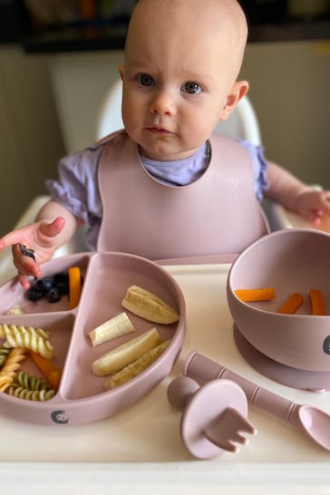 Cheeky Chompers Pink Silicone Baby Weaning Gift Set