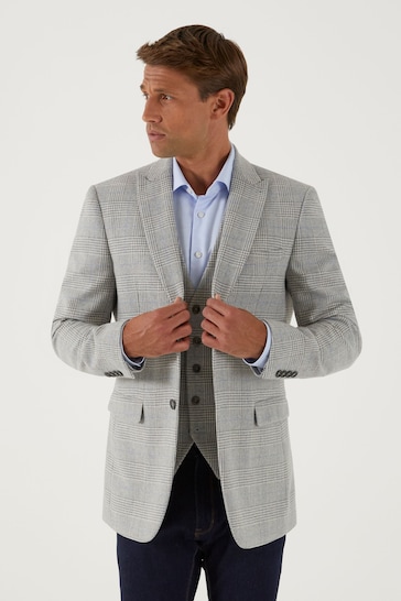 Skopes Clayton Ecru Neutral Check Tailored Fit Jacket