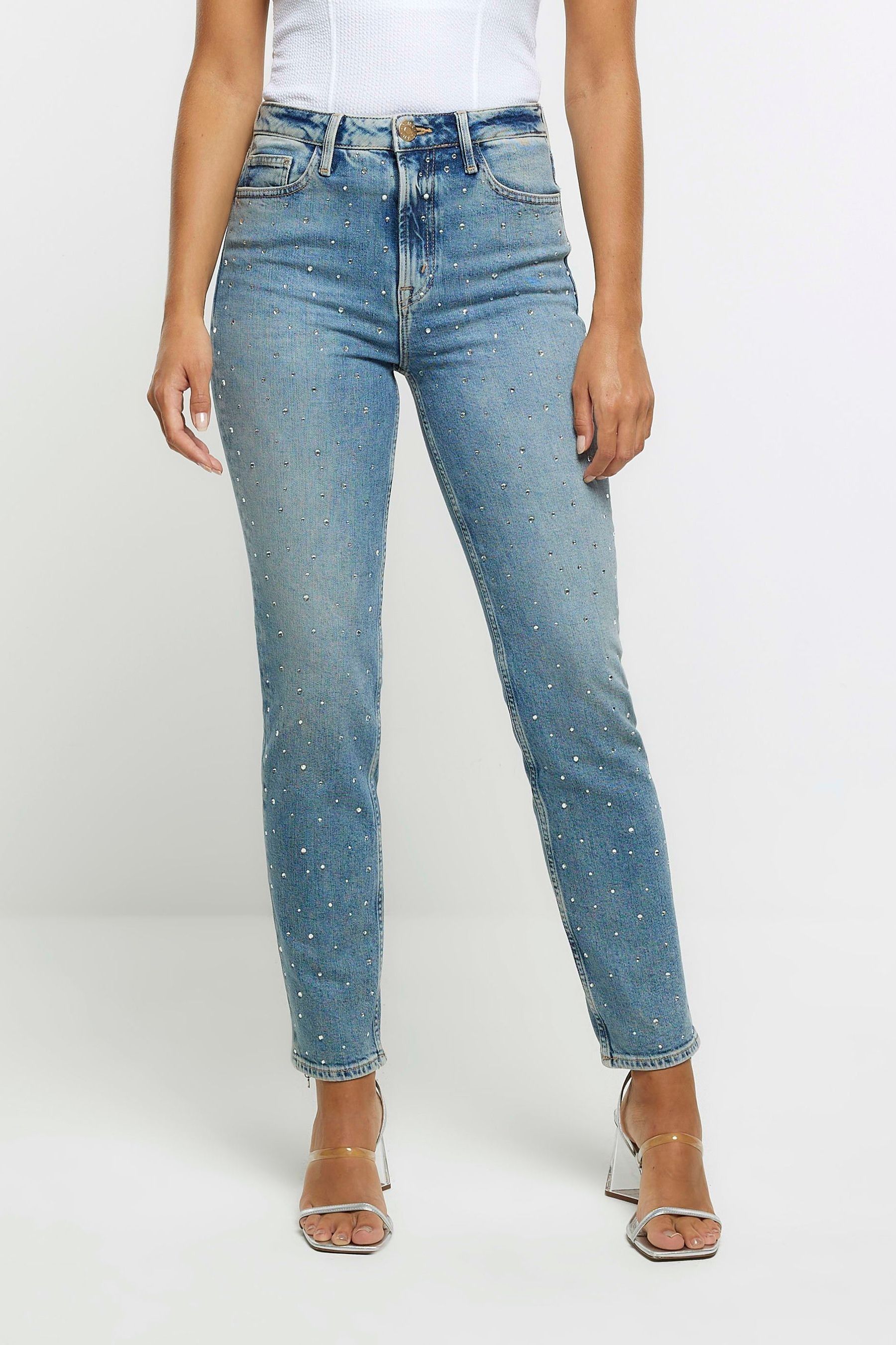 Embellished stretch store jeans