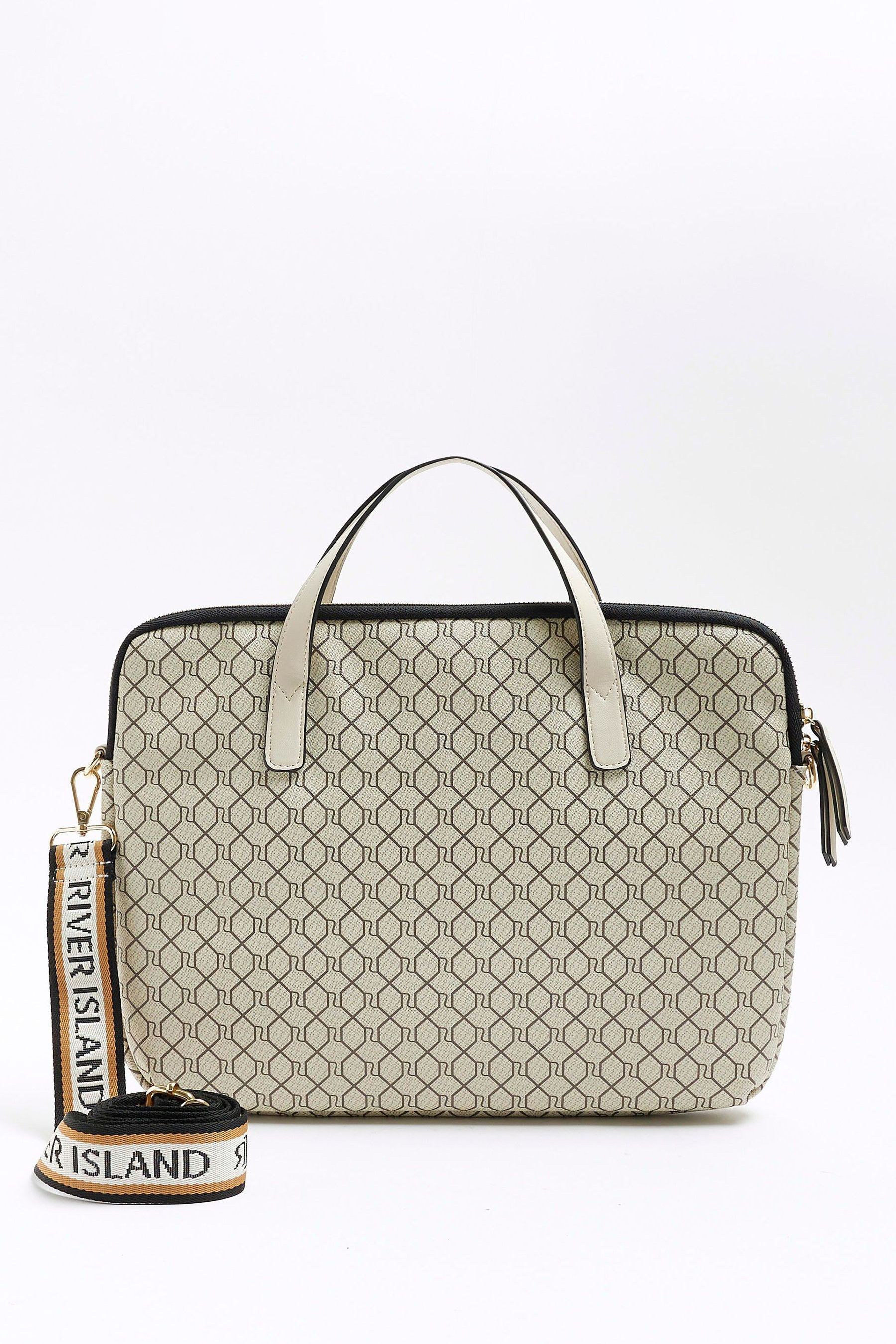 Buy River Island Brown Monogram Webbing Laptop Case from the Next