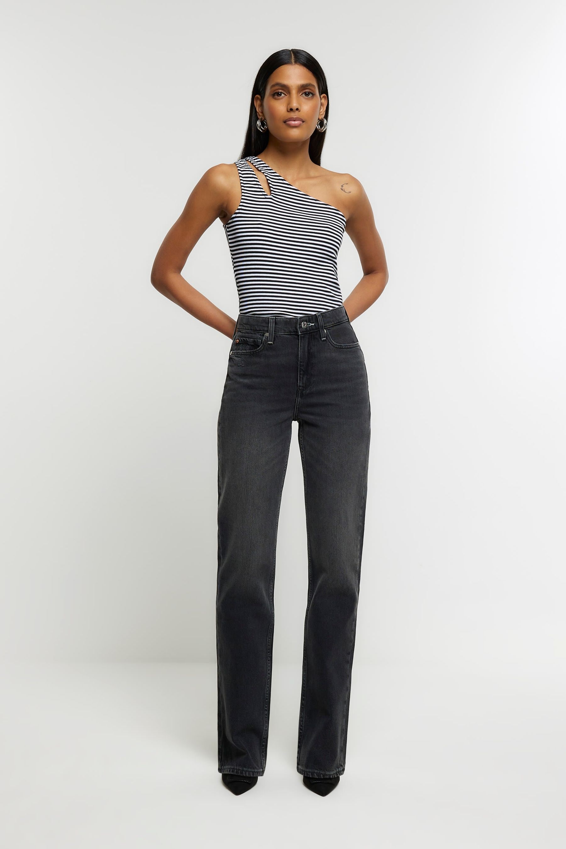 Non stretch outlet black jeans