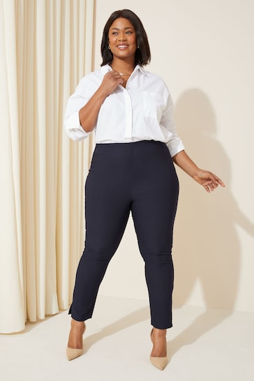 Curves Like These Navy Blue Pull On Bengaline Trousers
