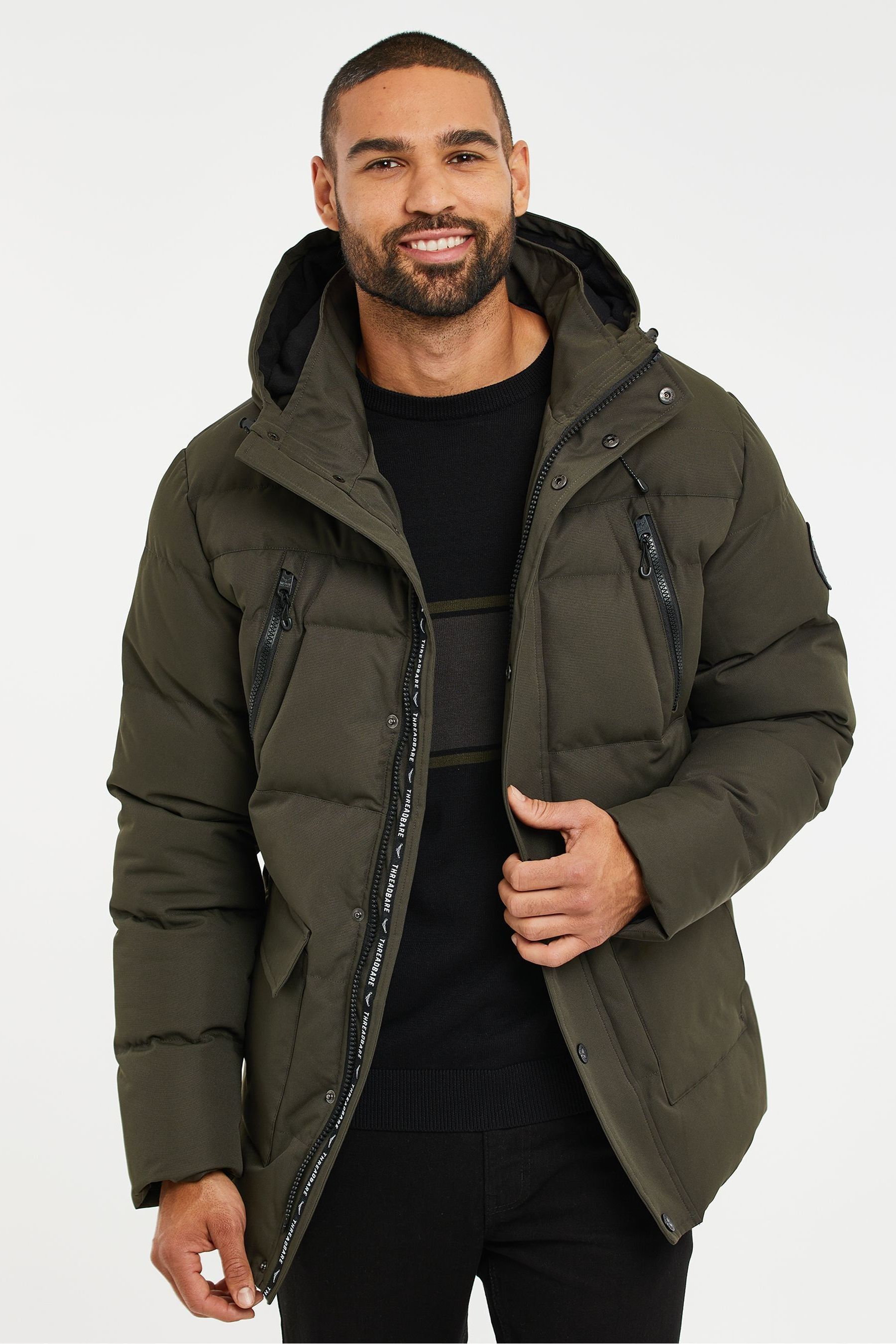 Buy Threadbare Khaki Hooded Puffer Coat from the Next UK online shop