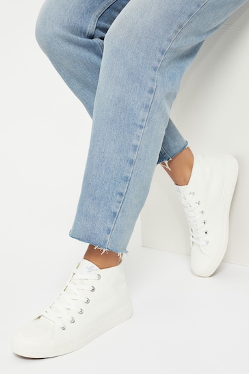 Lipsy White Flat High Top Lace Up Flatform Trainer