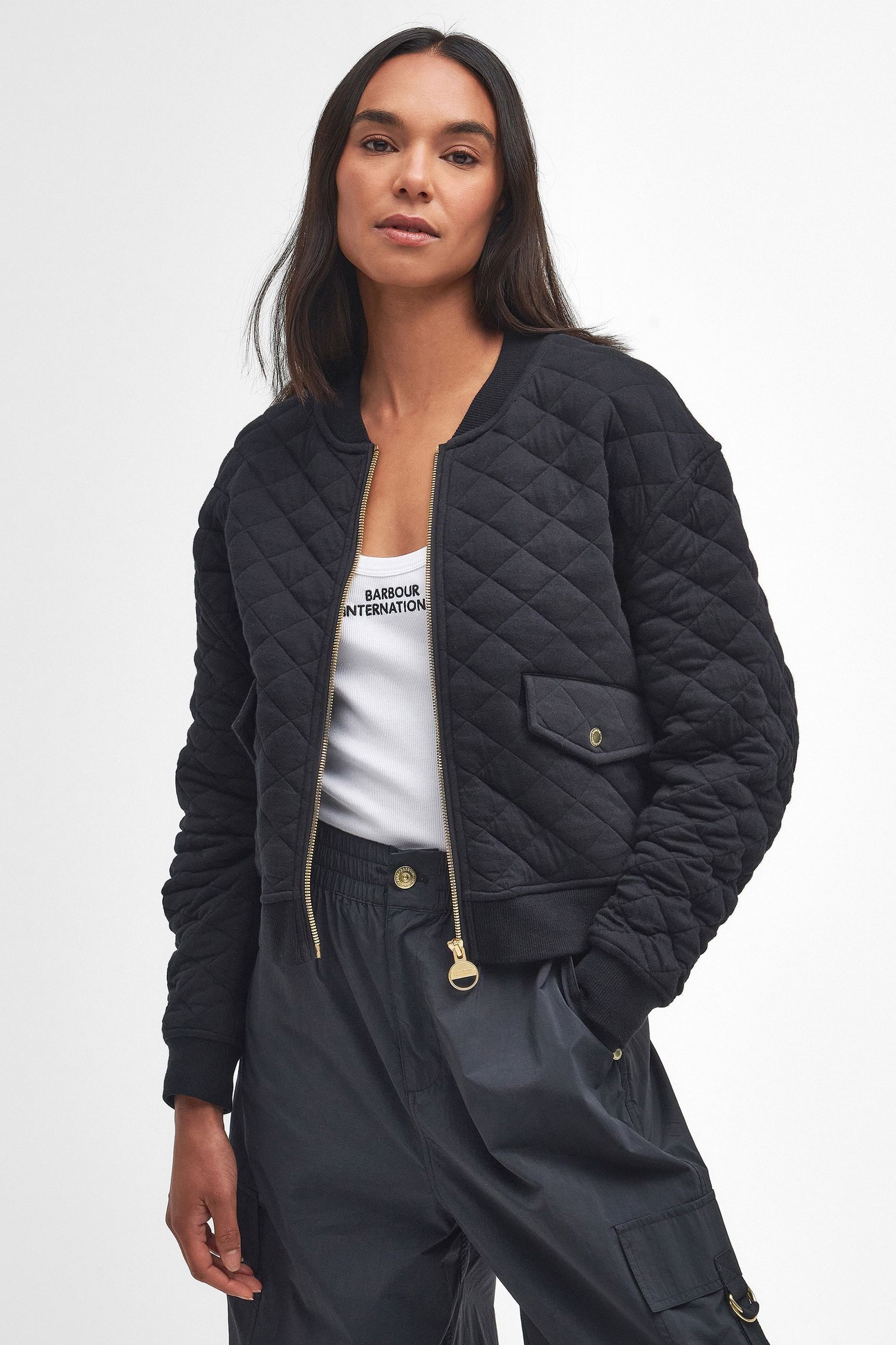 Barbour moss quilted bomber jacket store