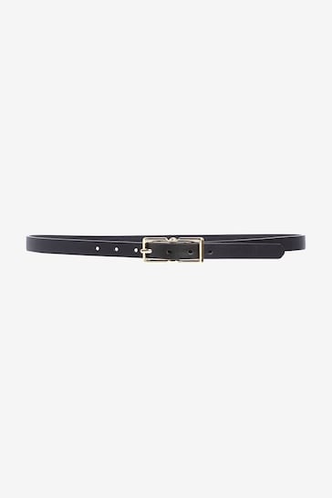 Mint Velvet Black Leather Skinny Belt