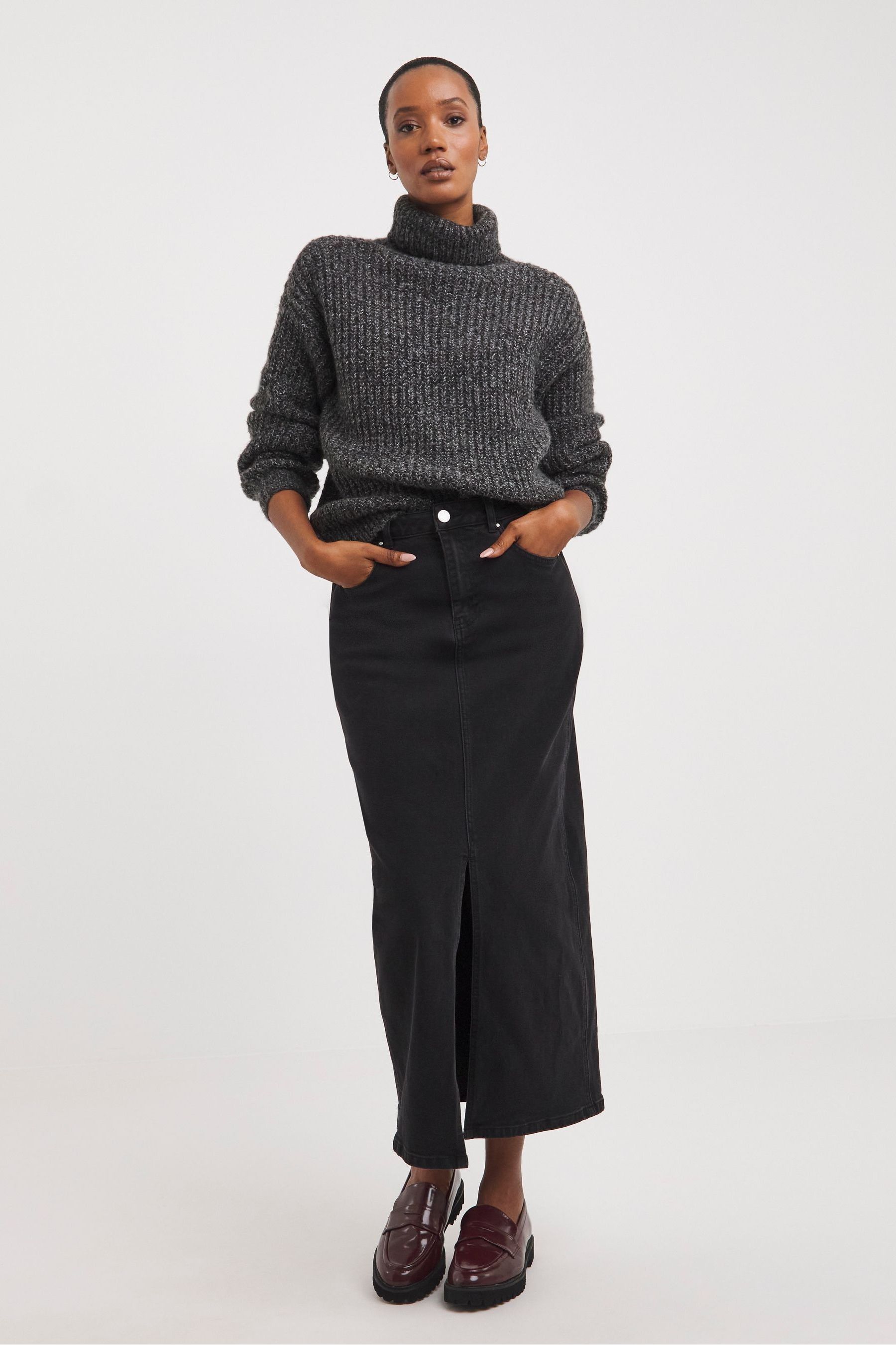 Buy JD Williams Roll Neck Twist Yarn Black Jumper from the Next UK
