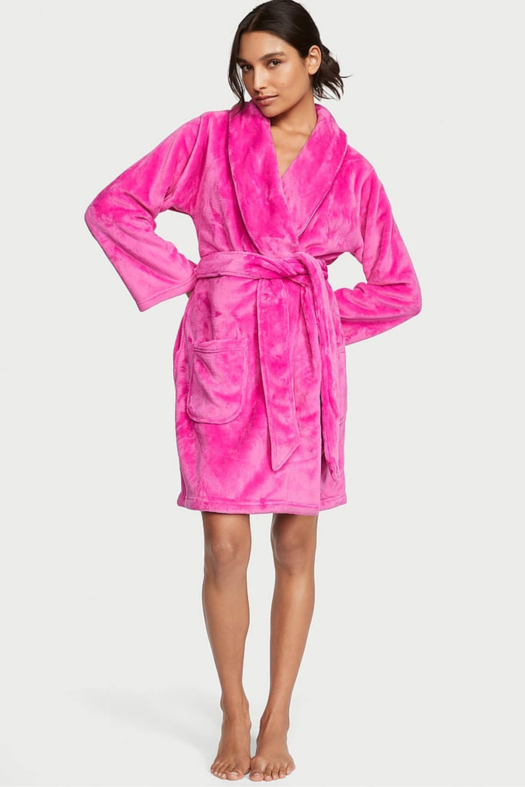 Buy Victoria s Secret Pink Embossed Logo Cosy Short Dressing Gown
