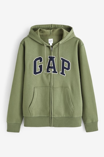 Gap Green Logo Zip Up Hoodie
