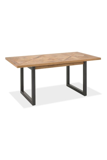 Bentley Designs Rustic Oak Black Indus Extending 6-8 Seater Dining Table and Dark Grey Cantilever Chairs Set
