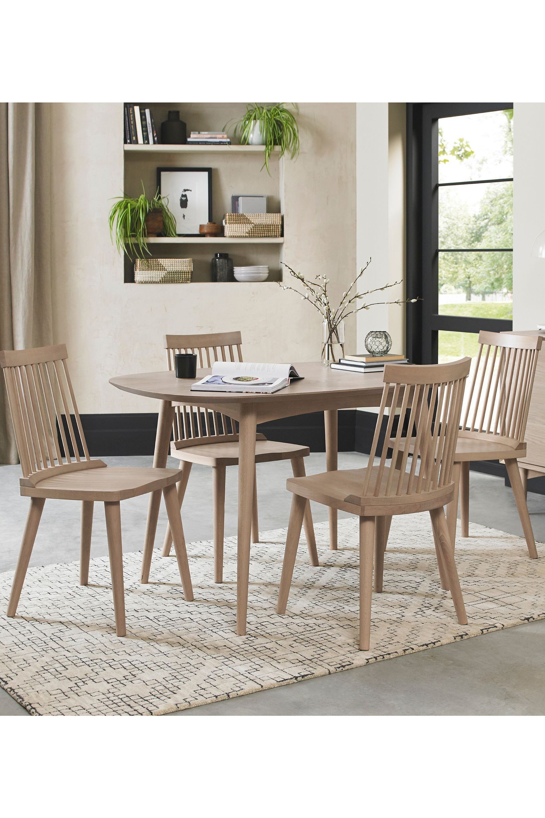 Bentley Designs Scandi Oak Dansk 4 Seater Dining Table and Chairs Set