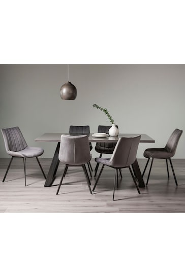 Bentley Designs Grey Hirst 6 Seater Dining Table and Chairs Set