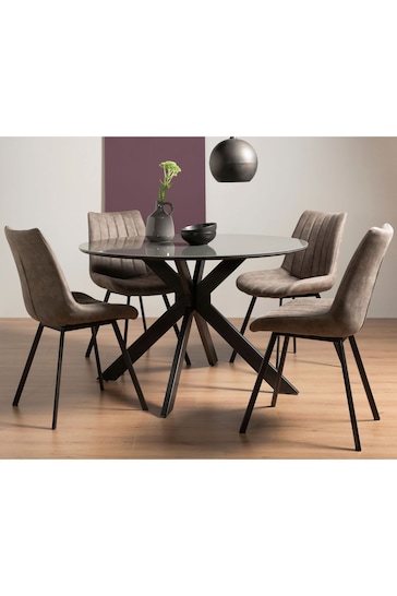 Bentley Designs Grey Hirst 4 Seater Dining Table and Chairs Set