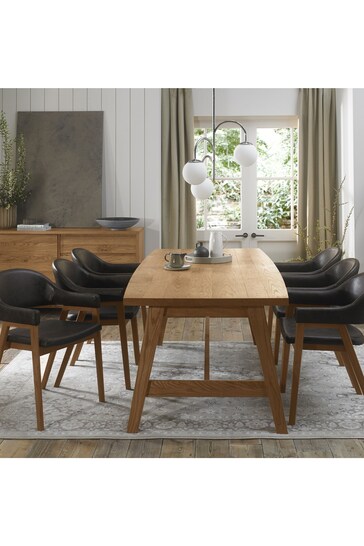 Bentley Designs Rustic Oak Camden Extending 6-8 Seater Dining Table and Vintage Arm Chairs Set