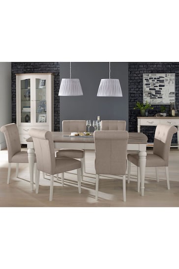 Bentley Designs Washed Grey Montreux Extending 6-8 Seater Dining Table and Chairs Set