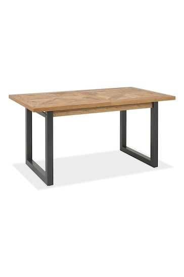 Bentley Designs Rustic Oak Black Indus Extending 4-6 Seater Dining Table and Grey Chairs Set