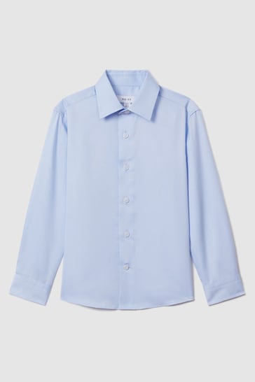 Reiss Soft Blue Remote Senior Slim Fit Cotton Shirt