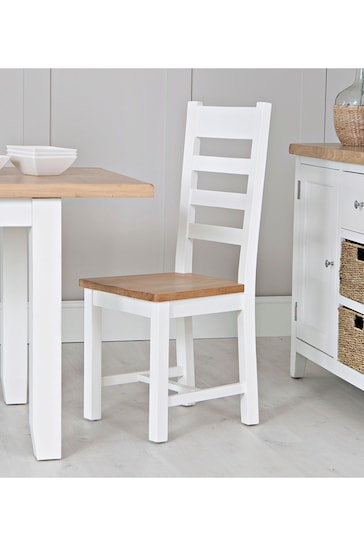 K Interiors White Windsor Ladder Back Wooden Dining Chairs