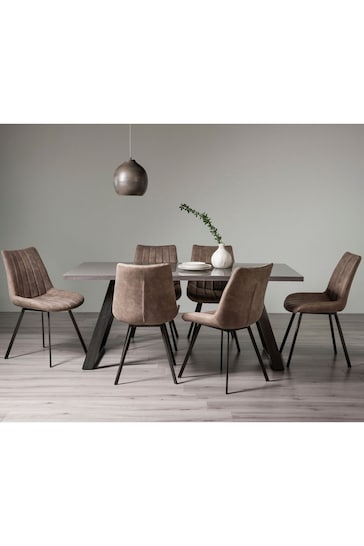 Bentley Designs Grey Hirst 6 Seater Dining Table and Chairs Set