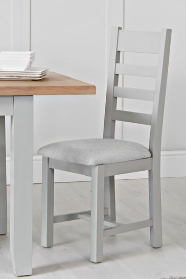 K Interiors Grey Windsor Ladder Back Fabric Dining Chairs