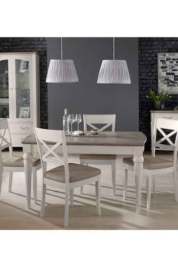 Bentley Designs Washed Grey Montreux Extending 4-6 Seater Dining Table and X Back Chairs Set