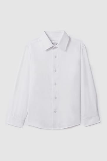 Reiss White Remote Junior Slim Fit Cotton Shirt