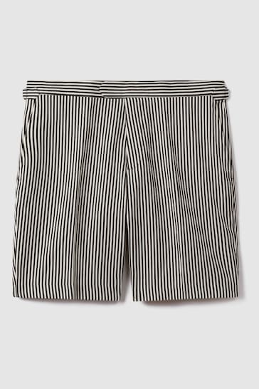 Reiss Black/White Stream Striped Adjuster Shorts