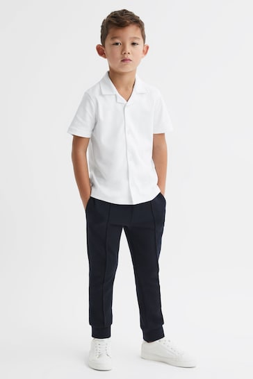 Reiss White Caspa Junior Cotton Cuban Collar Shirt