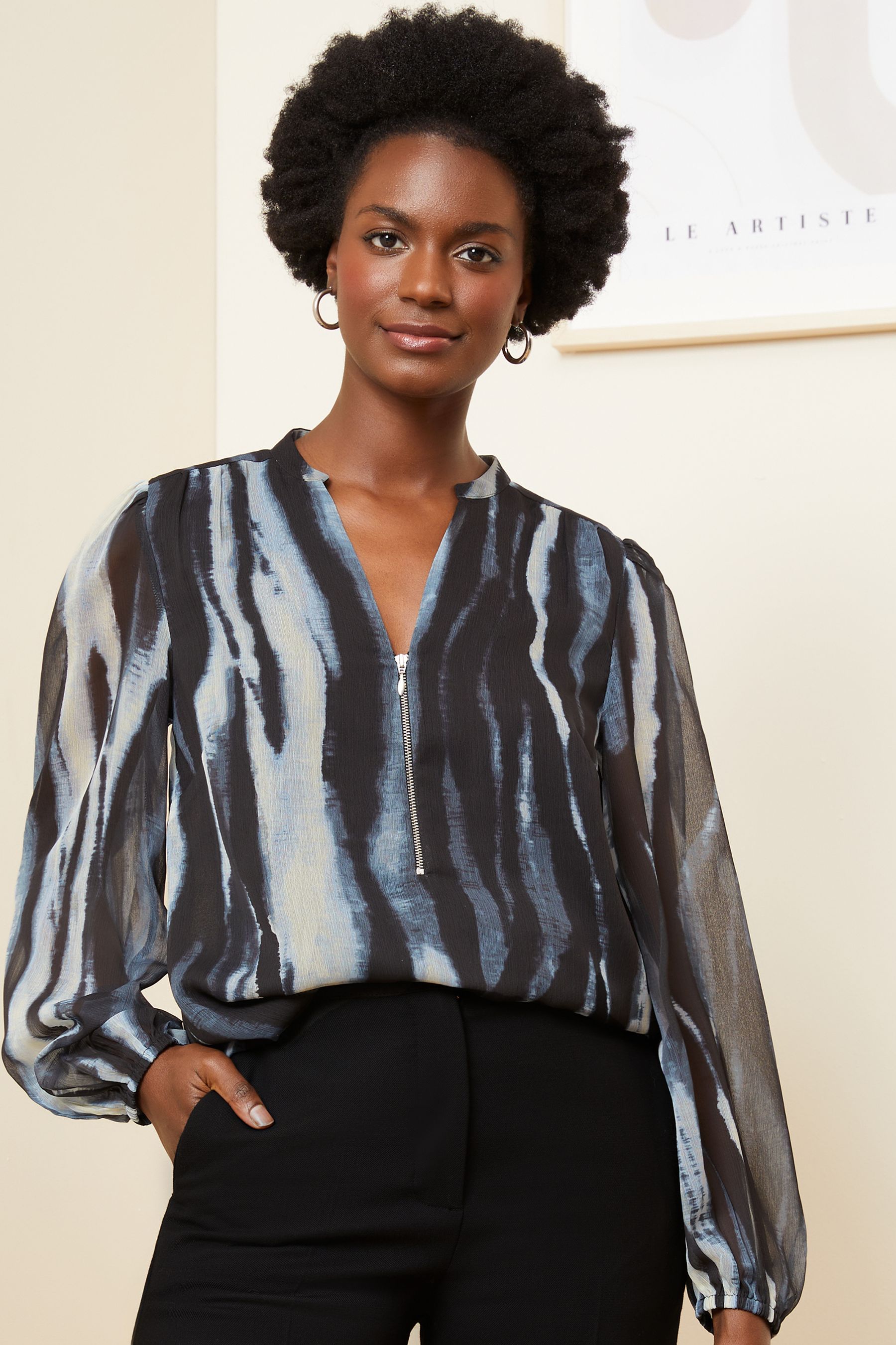 Grey top sheer blouse
