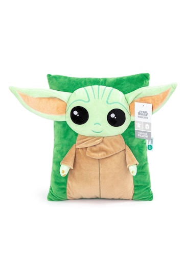 Jay Franco Baby Natural Star Wars The Mandalorian Grogu Yoda Plush Snuggle Pillow - Super Soft 3D Bed Cushion