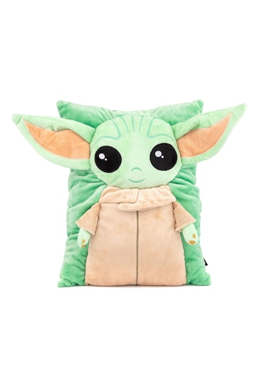 Jay Franco Baby Natural Star Wars The Mandalorian Grogu Yoda Plush Snuggle Pillow - Super Soft 3D Bed Cushion