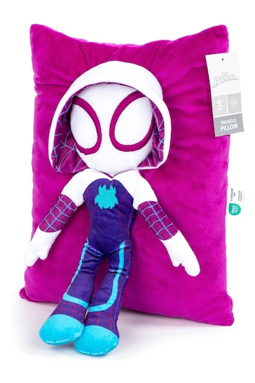 Jay Franco Pink Marvel Spidey and His Amazing Friends Ghost Spider Gwen Plush Snuggle Pillow - Super Soft 3D Bed Cushion