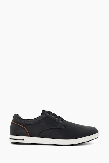 Dune London Black Wide Fit Trip Collar Embossed Plims Trainers