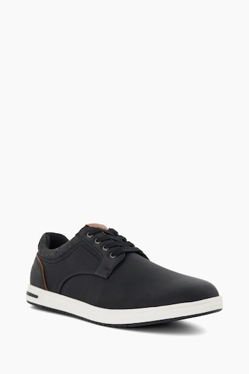 Dune London Black Wide Fit Trip Collar Embossed Plims Trainers