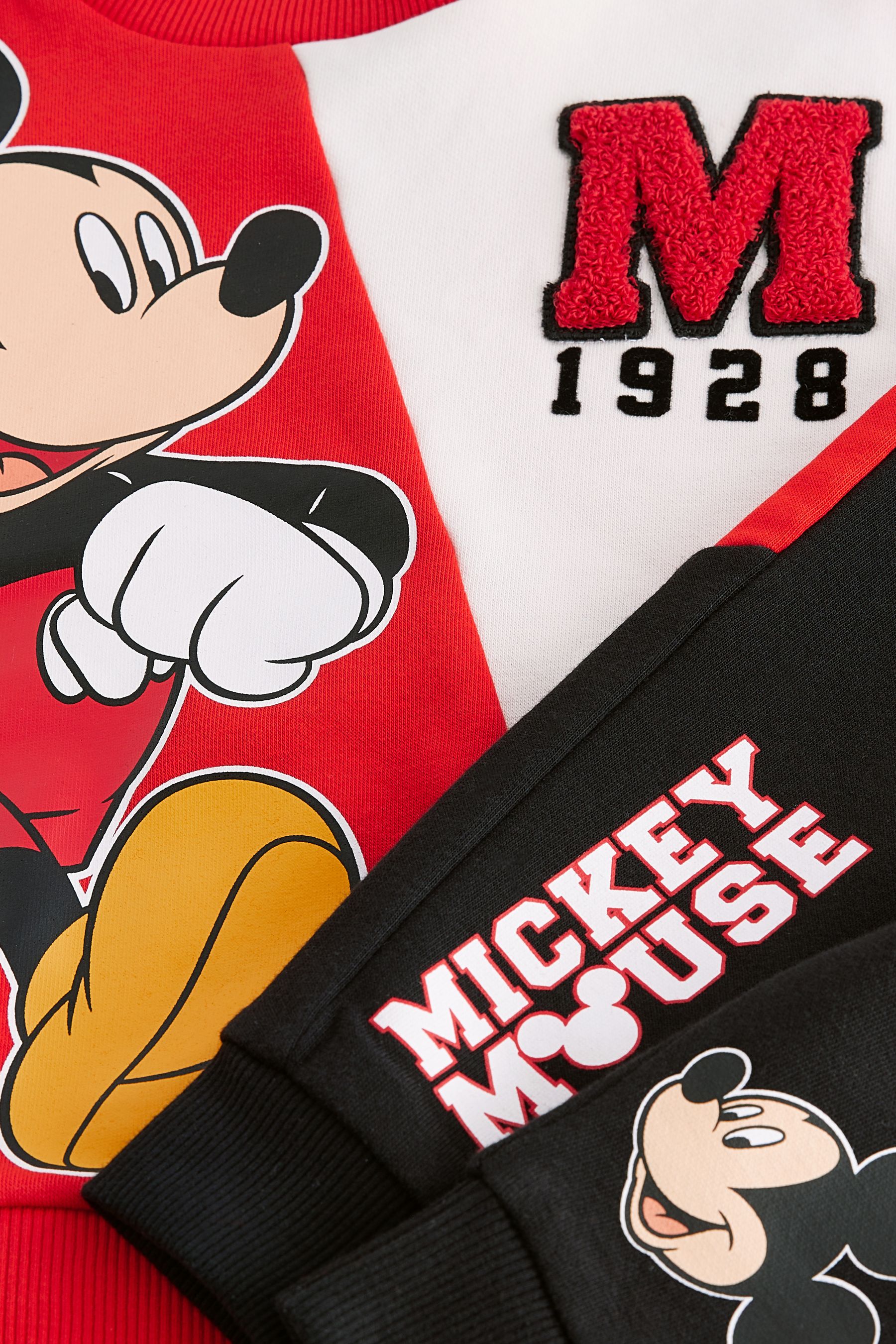 Red Black Mickey Mouse Crew Neck Sweatshirt and Joggers Set 3mths 8yrs