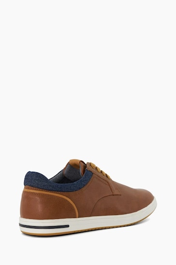Dune London Natural Wide Fit Trip Collar Embossed Plims Trainers