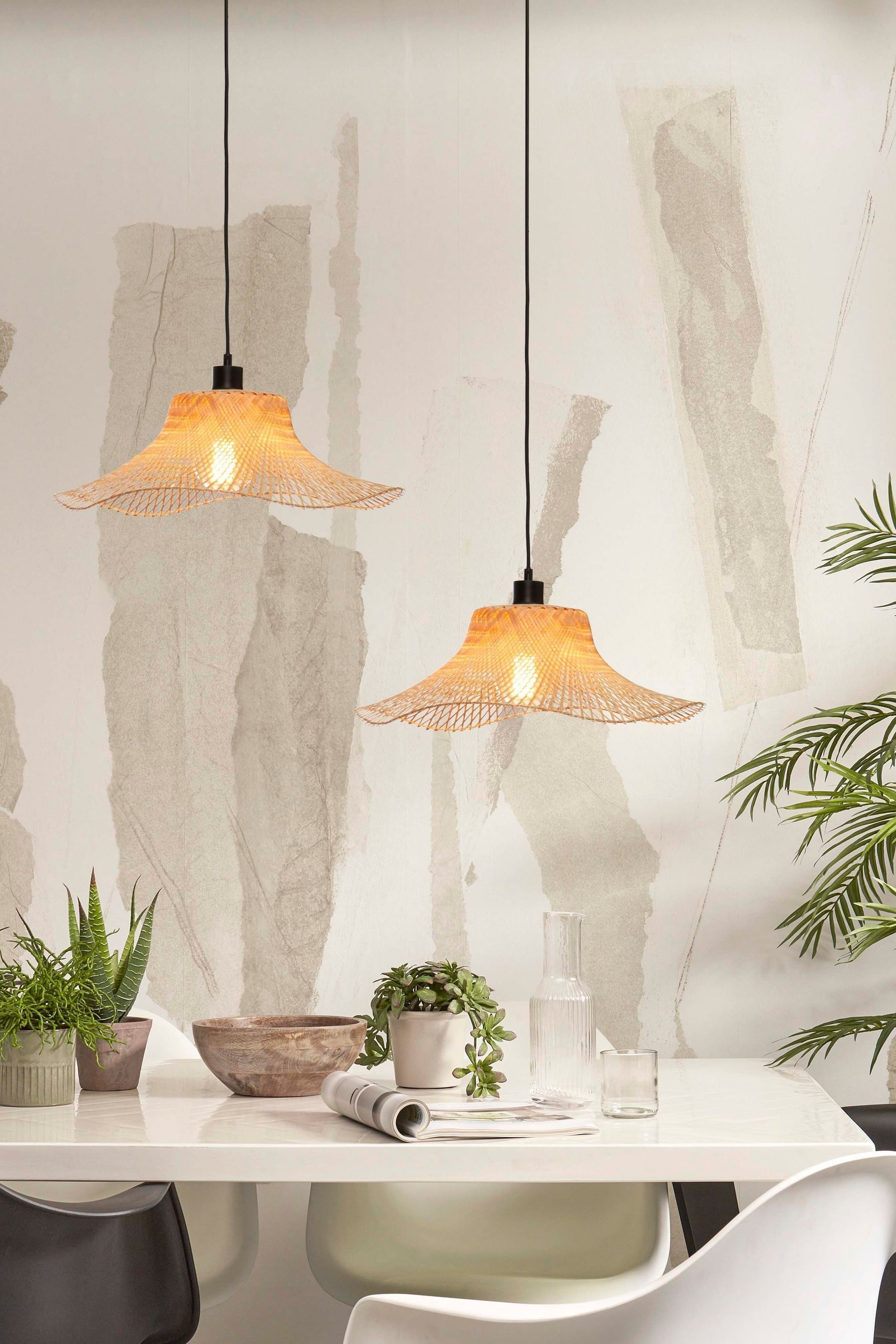 Buy Good Mojo Natural Ibiza Bamboo Wavy Ceiling Light from the