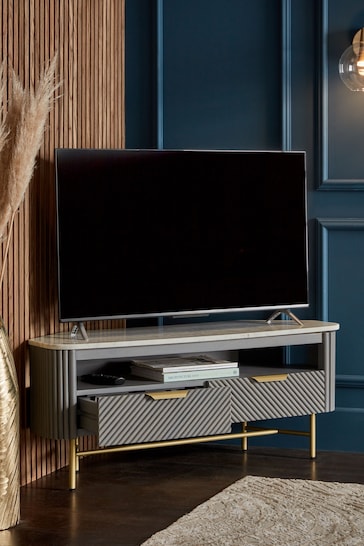 Dark Grey Valencia Marble Mango Wood Corner TV Unit