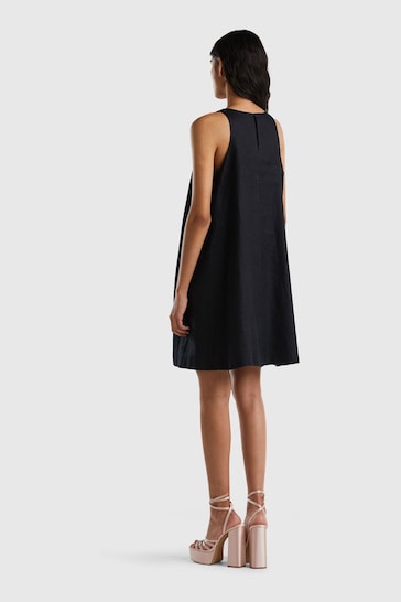 Benetton Mini Linen Black Dress