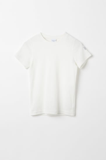 Polarn O. Pyret White Organic Cotton Nylon Sleeve T-Shirt