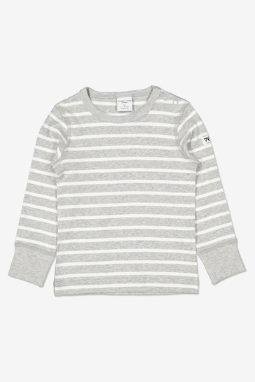 Polarn O. Pyret Grey Organic Cotton Striped Top