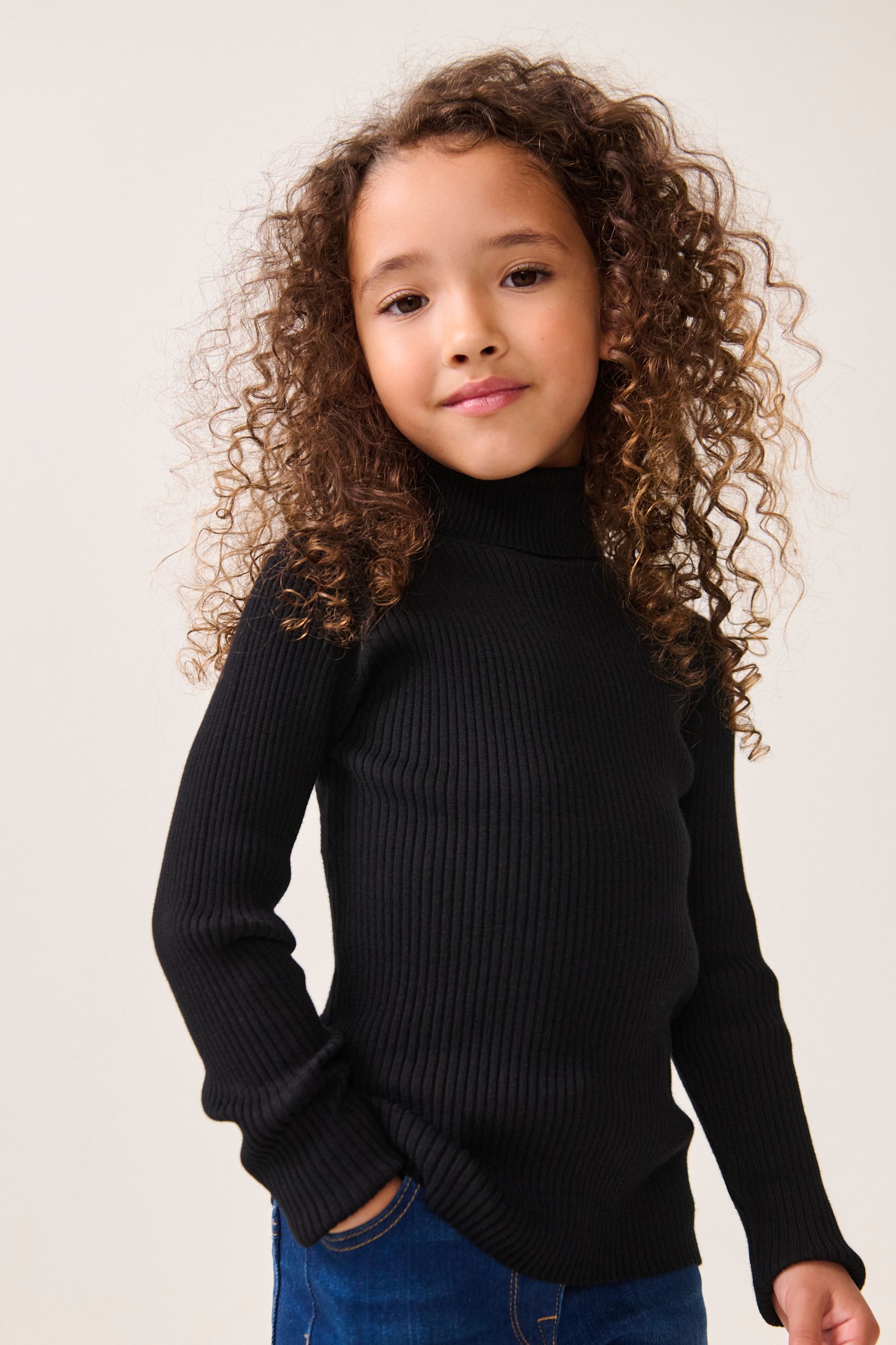 Childrens black polo neck jumpers shop